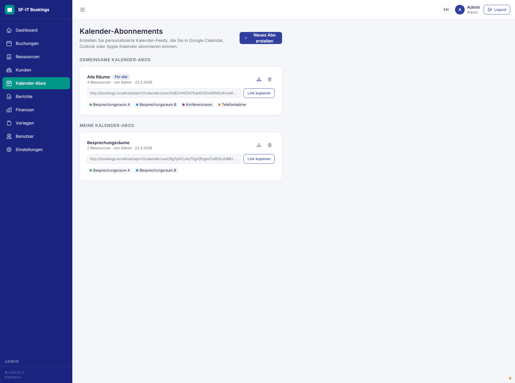 Kalender-Abonnements und iCal-Feeds