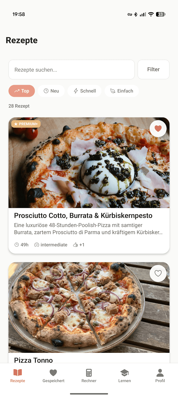 Recipe collection screen